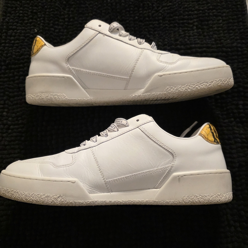 Authentic Versace White Leather Logo Lace-Up Trainers with Branded Laces - Picture 4 of 6